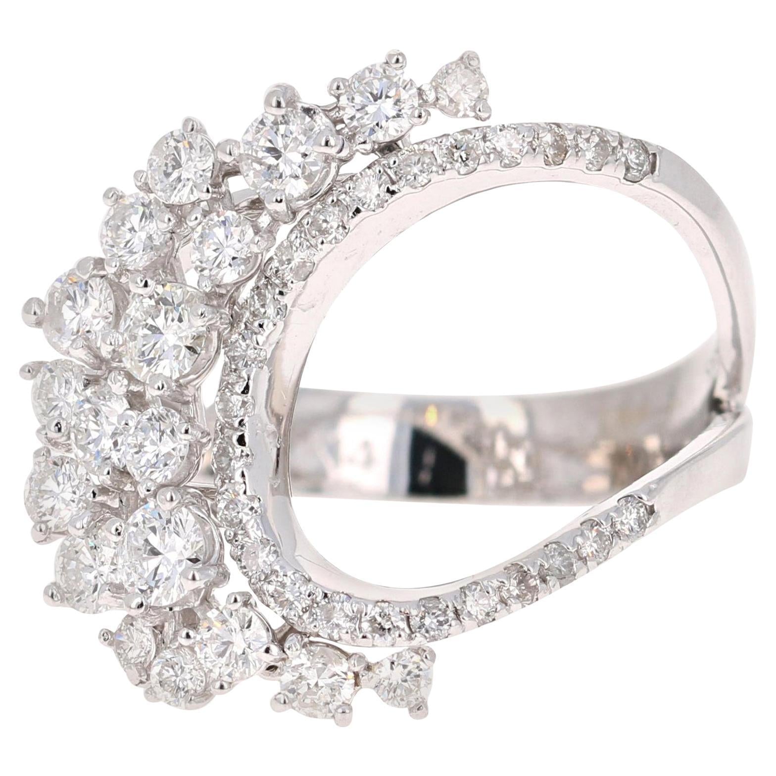 1.32 Carat Diamond White Gold Cocktail Ring