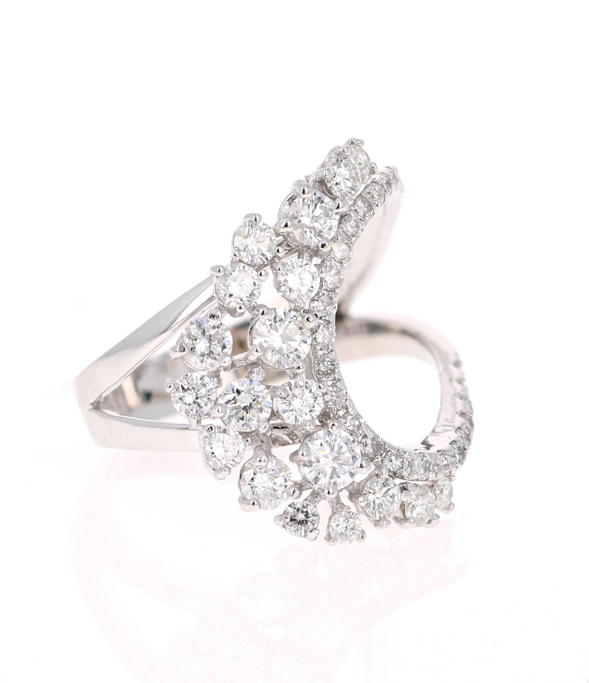 1.32 Carat Diamond White Gold Cocktail Ring