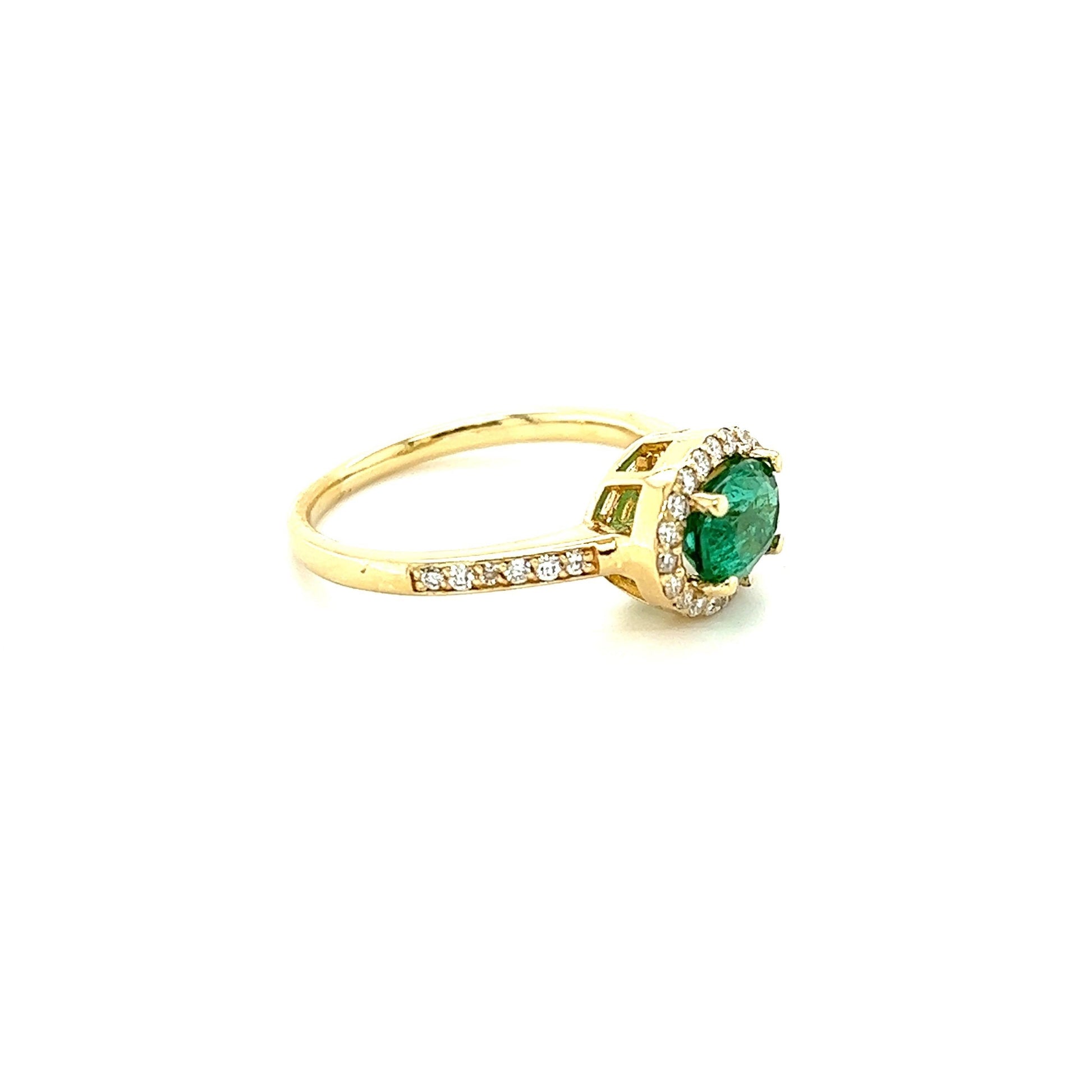1.32 Carat Emerald Diamond 14 Karat Yellow Gold Engagement Ring