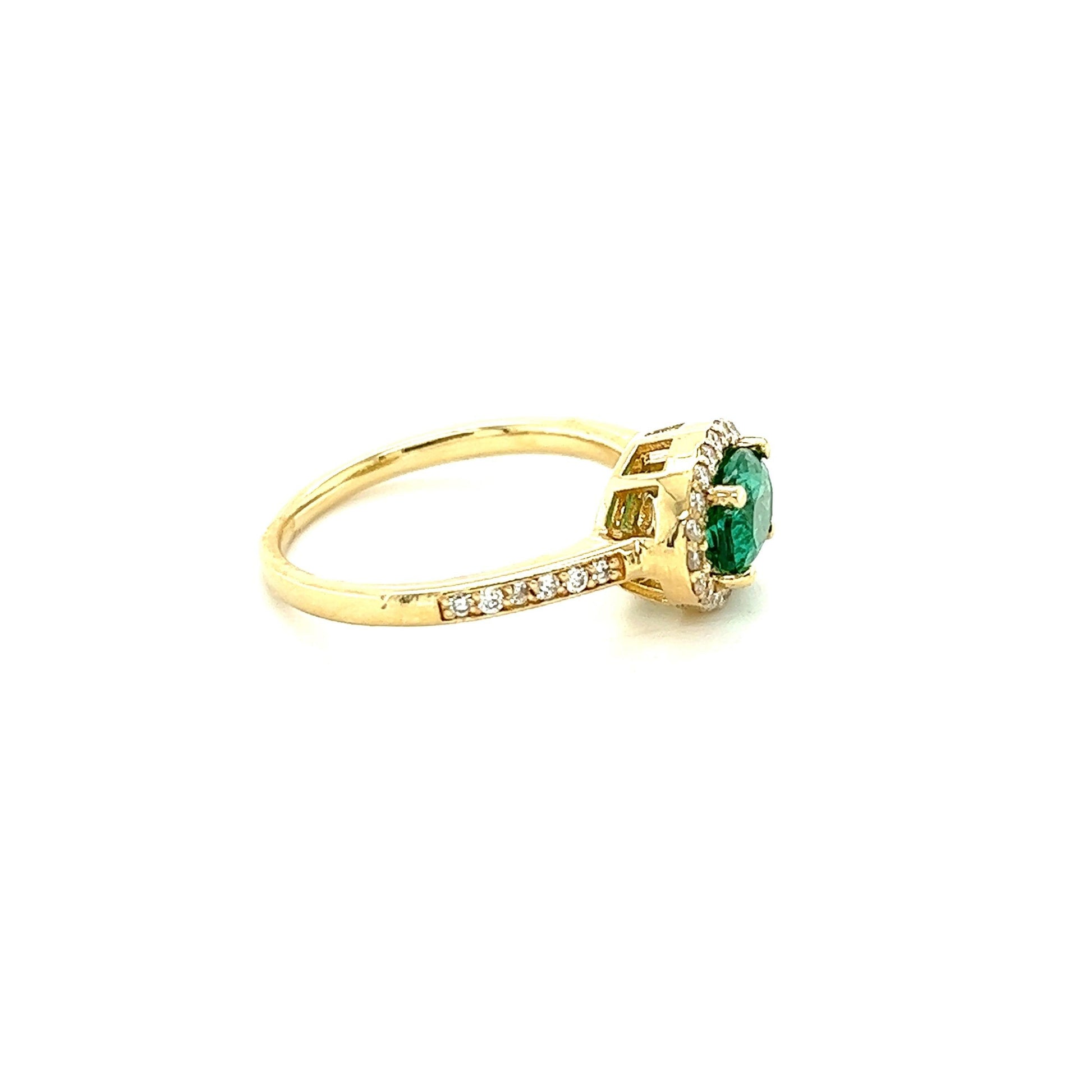 1.32 Carat Emerald Diamond 14 Karat Yellow Gold Engagement Ring