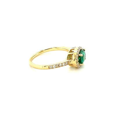1.32 Carat Emerald Diamond 14 Karat Yellow Gold Engagement Ring