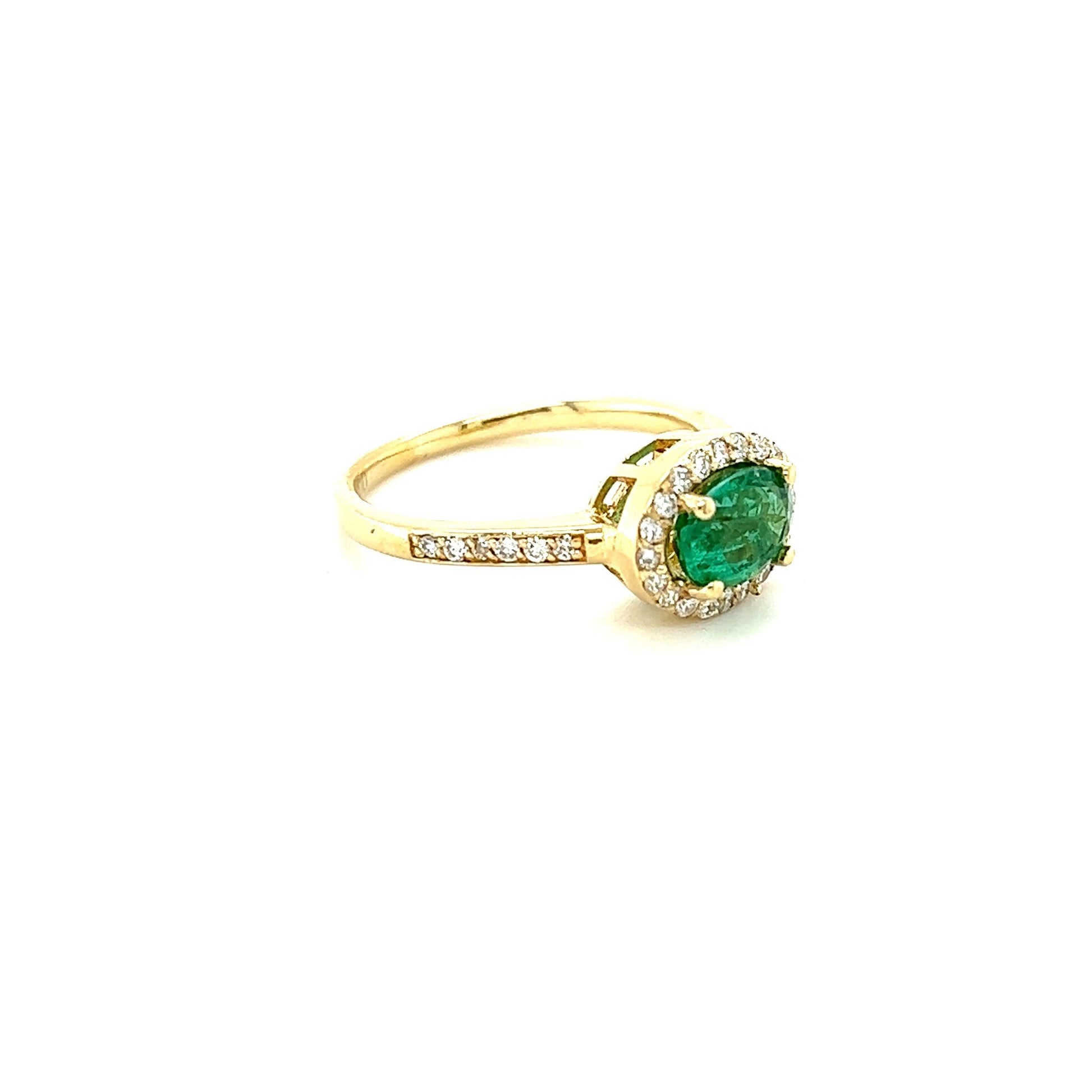 1.32 Carat Emerald Diamond 14 Karat Yellow Gold Engagement Ring