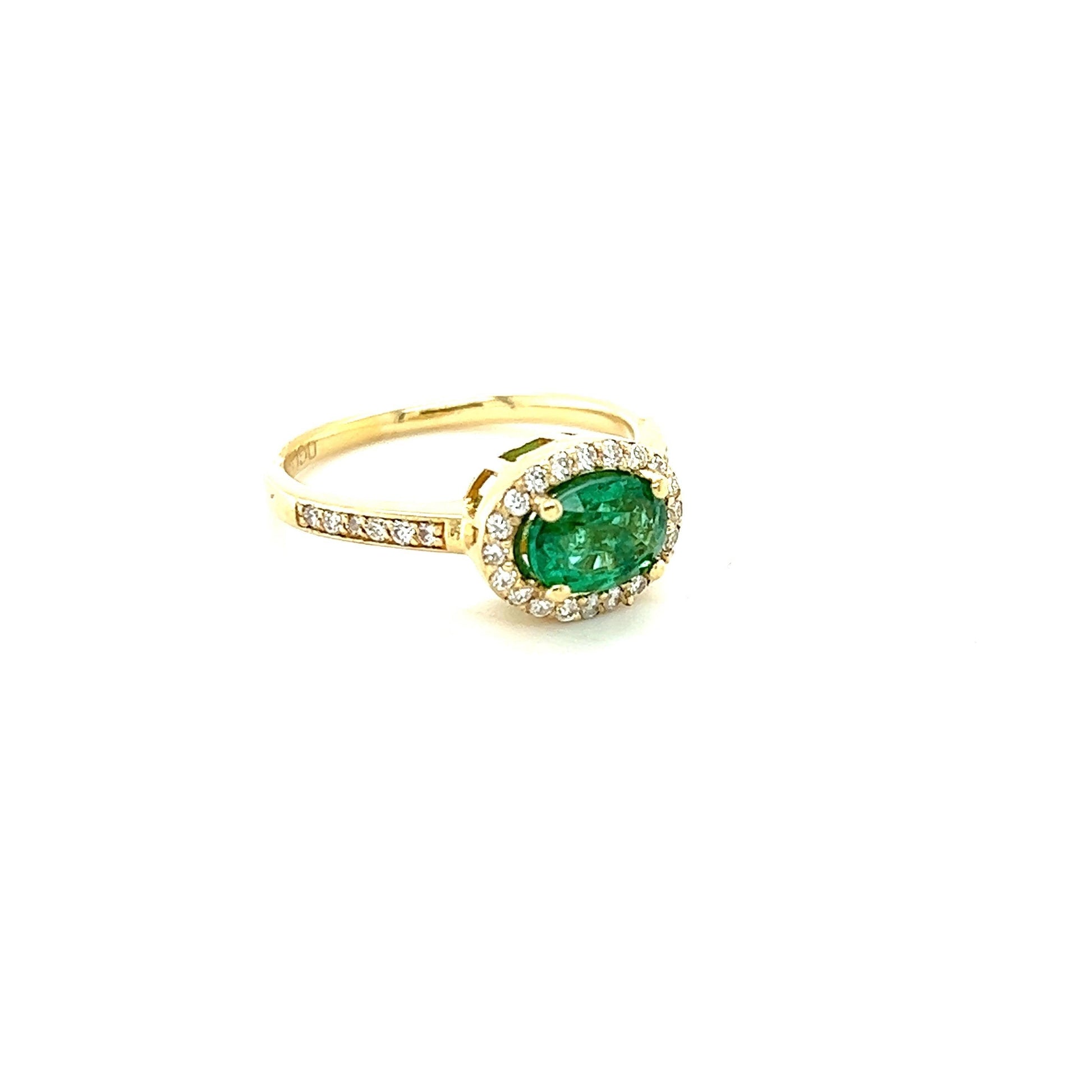 1.32 Carat Emerald Diamond 14 Karat Yellow Gold Engagement Ring