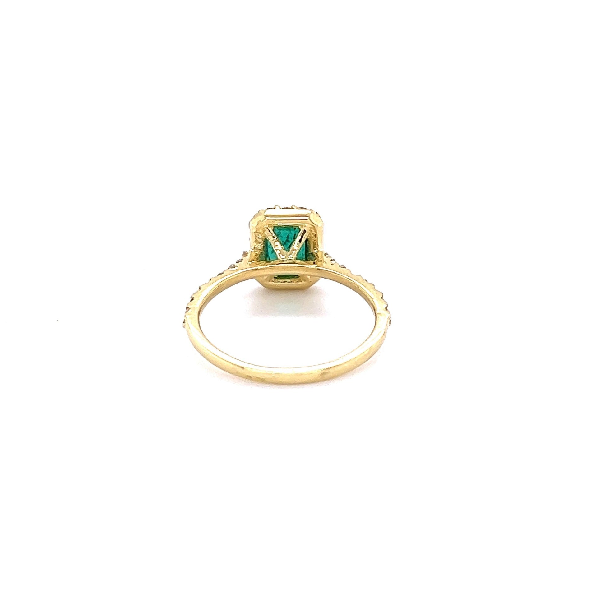 1.32 Carat Emerald Diamond Yellow Gold Engagement Ring