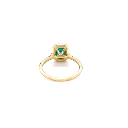 1.32 Carat Emerald Diamond Yellow Gold Engagement Ring
