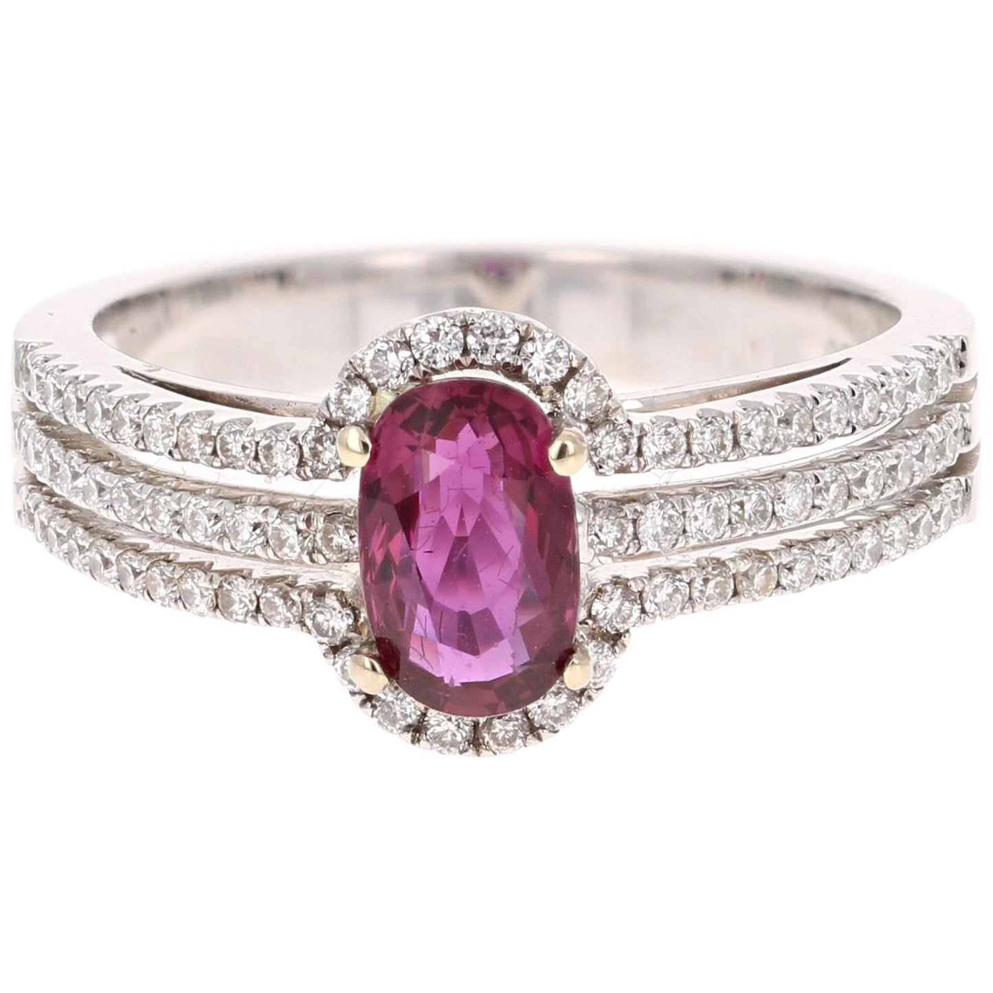 1.34 Carat Ruby Diamond White Gold Ring
