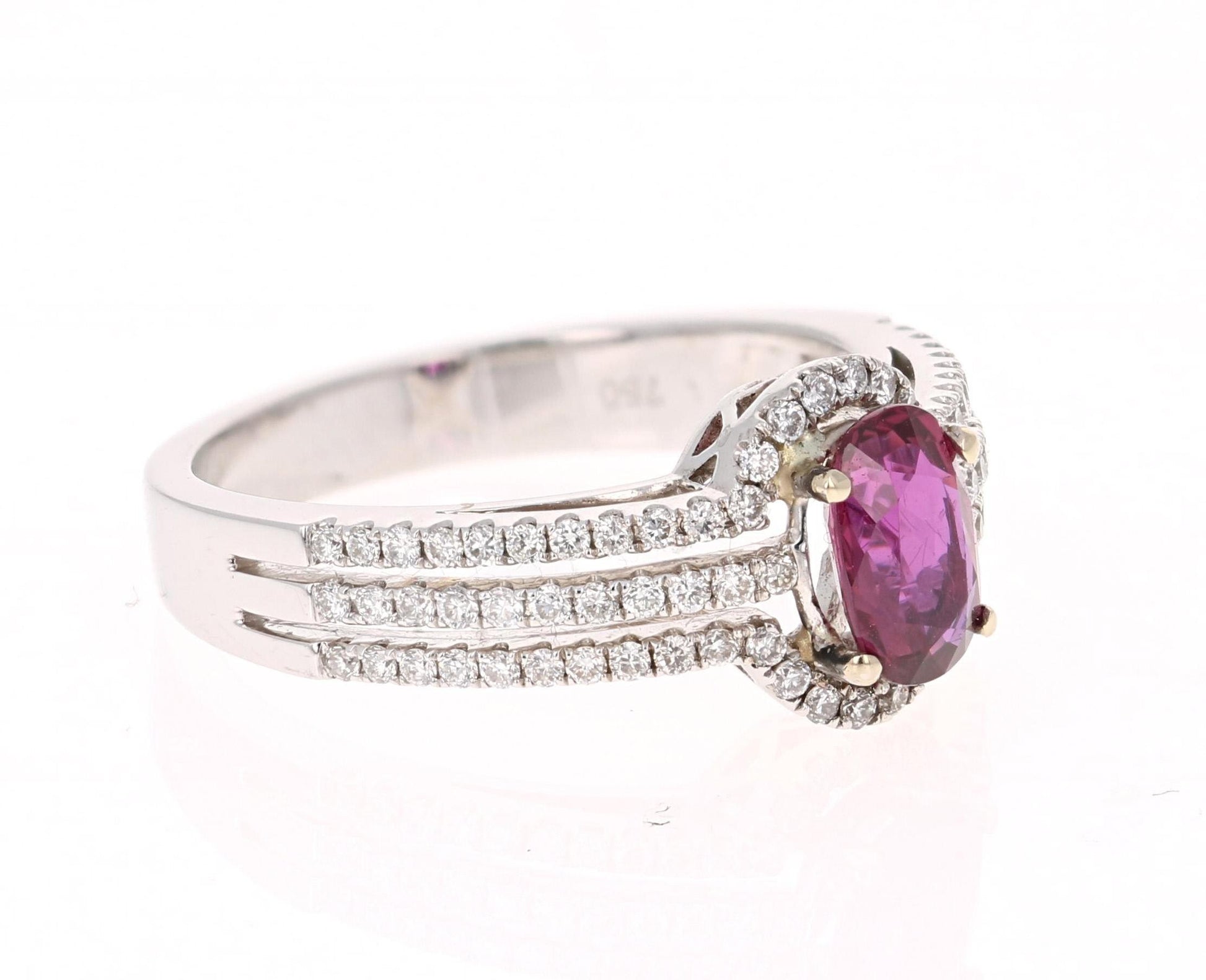 1.34 Carat Ruby Diamond White Gold Ring