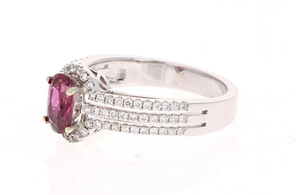 1.34 Carat Ruby Diamond White Gold Ring