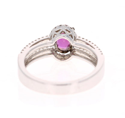 1.34 Carat Ruby Diamond White Gold Ring
