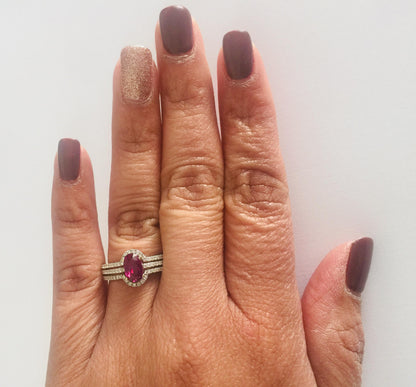 1.34 Carat Ruby Diamond White Gold Ring