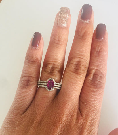 1.34 Carat Ruby Diamond White Gold Ring