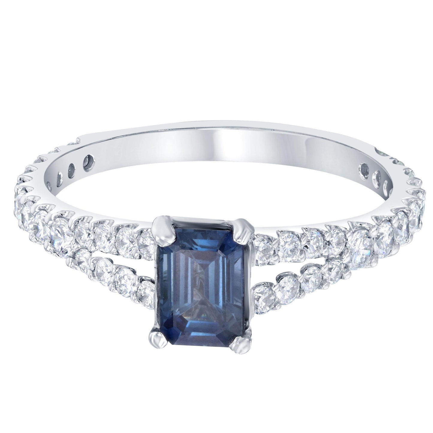 1.35 Carat Sapphire Diamond 14 Karat White Gold Ring