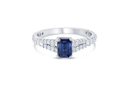 1.35 Carat Sapphire Diamond 14 Karat White Gold Ring
