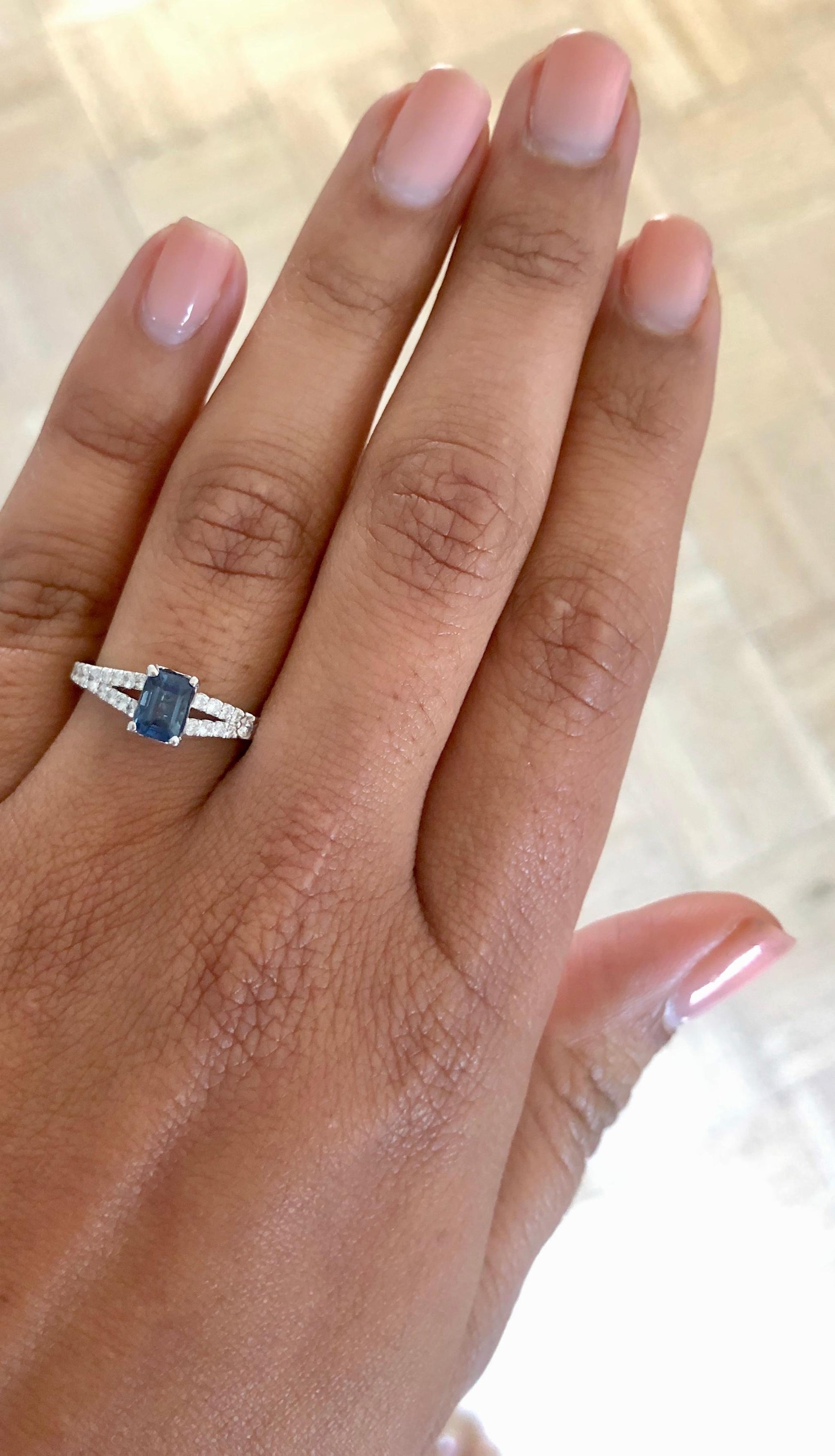 1.35 Carat Sapphire Diamond 14 Karat White Gold Ring