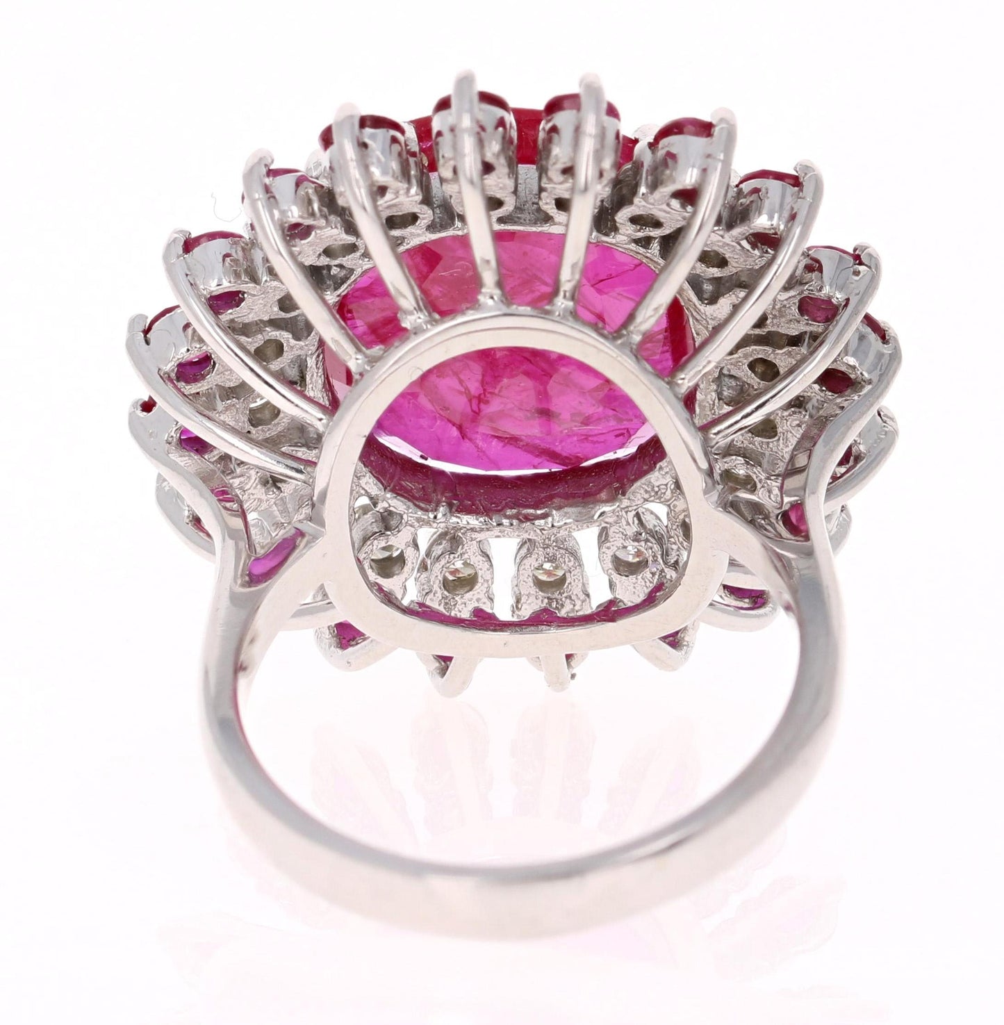 13.68 Carat Ruby Diamond White Gold Cocktail Ring