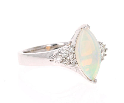 1.36 Carat Opal Diamond 14 Karat White Gold Ring