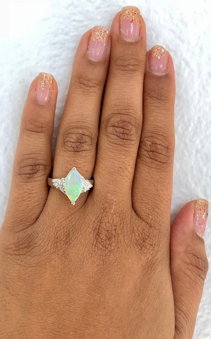 1.36 Carat Opal Diamond 14 Karat White Gold Ring