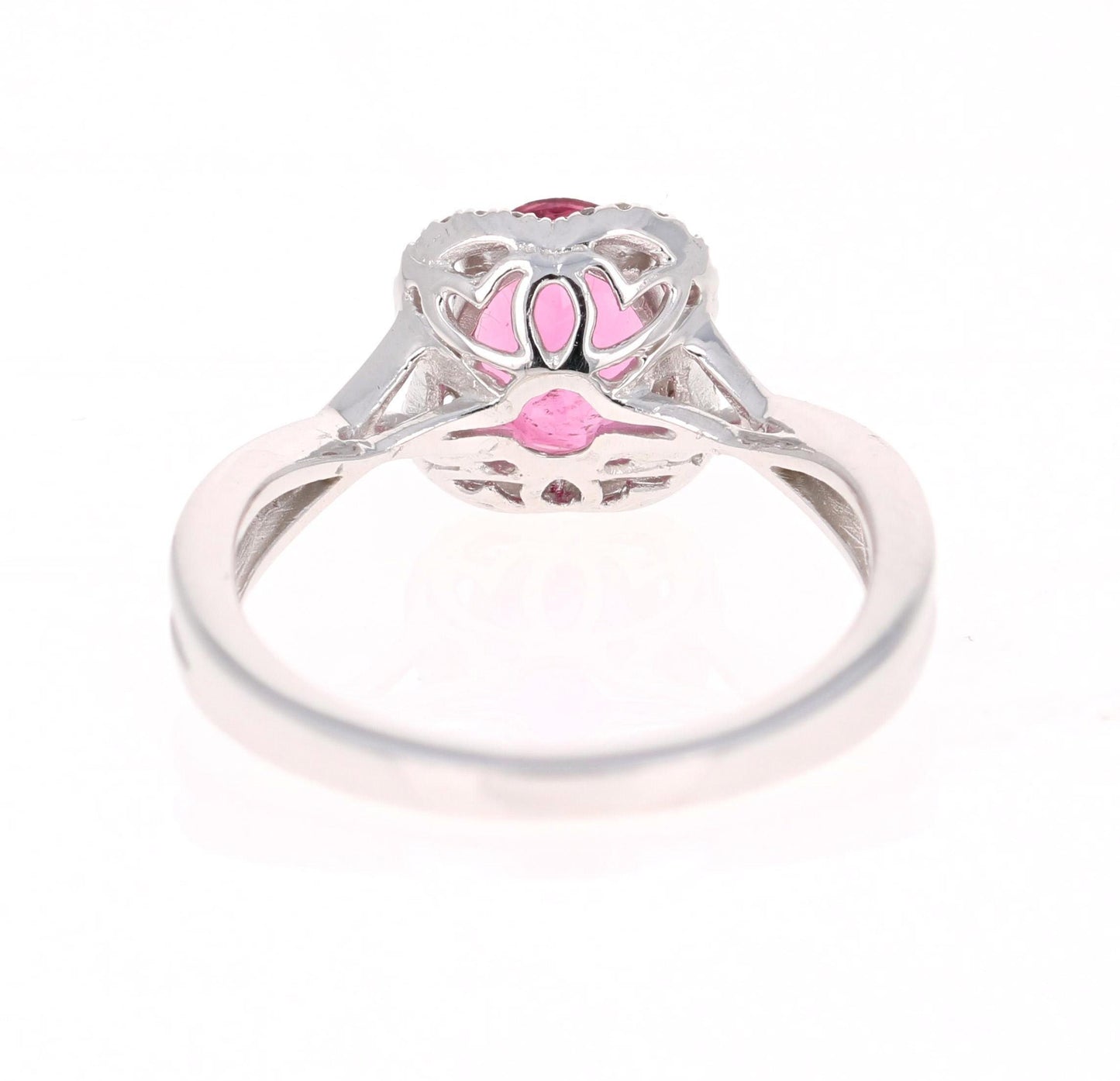 1.38 Carat Pink Tourmaline Diamond 14 Karat White Gold Ring