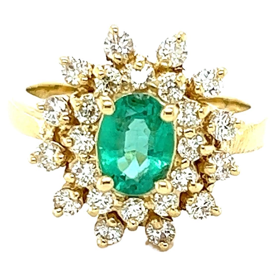 1.40 Carat Emerald Diamond Yellow Gold Engagement Ring