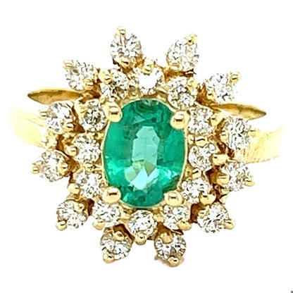 1.40 Carat Emerald Diamond Yellow Gold Engagement Ring