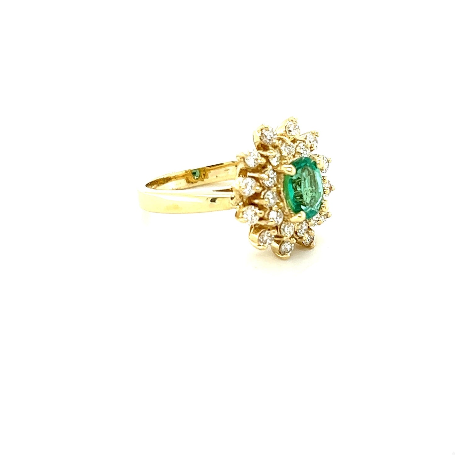 1.40 Carat Emerald Diamond Yellow Gold Engagement Ring