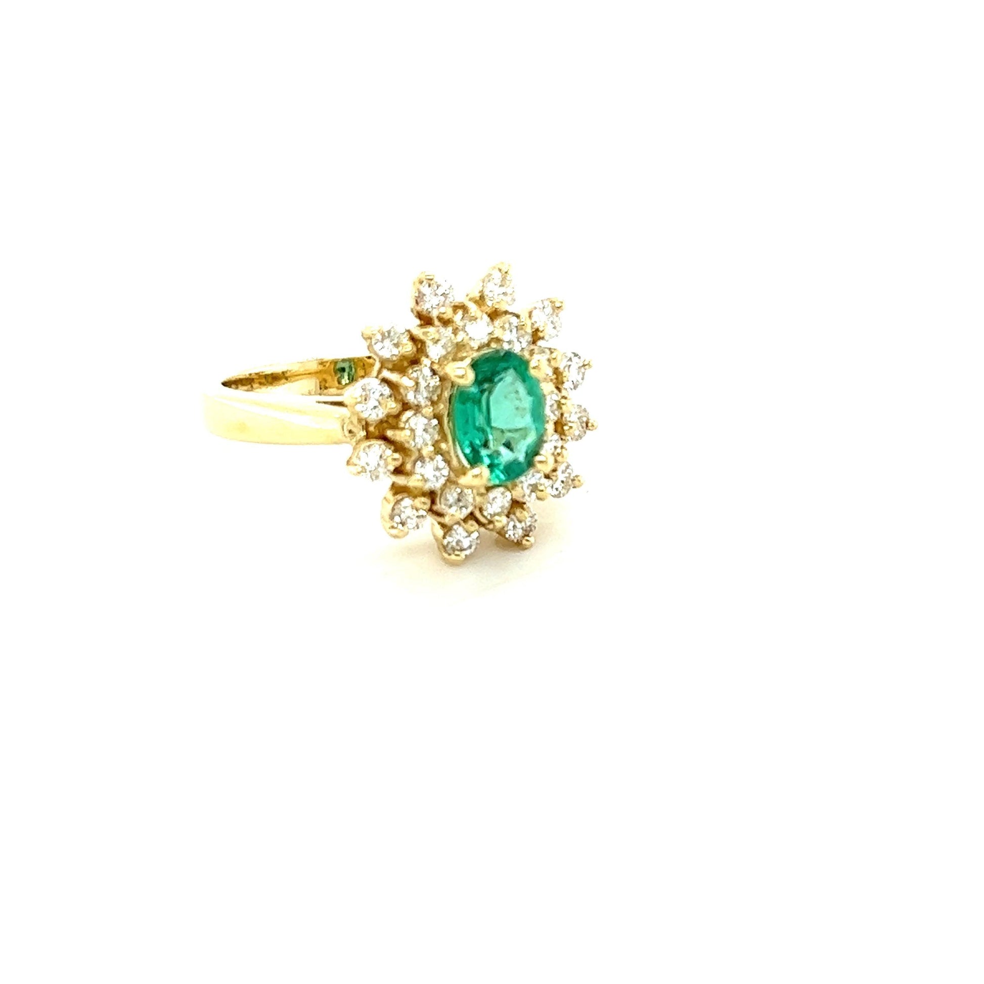1.40 Carat Emerald Diamond Yellow Gold Engagement Ring
