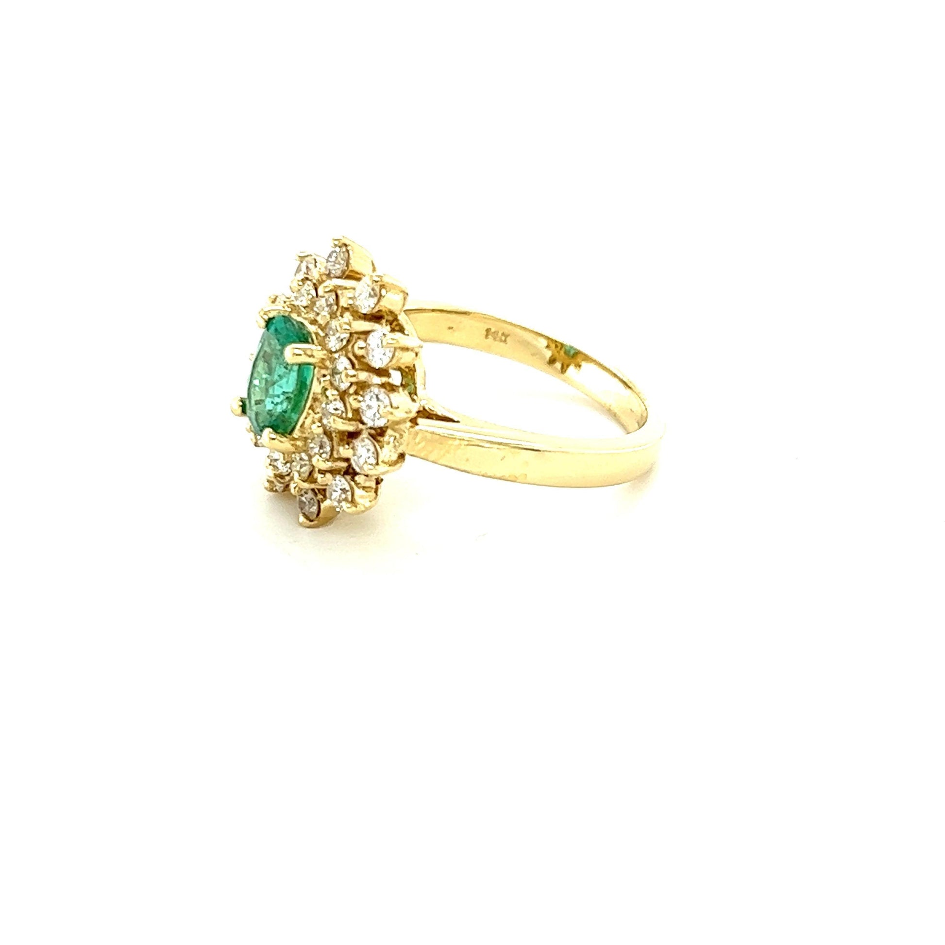 1.40 Carat Emerald Diamond Yellow Gold Engagement Ring