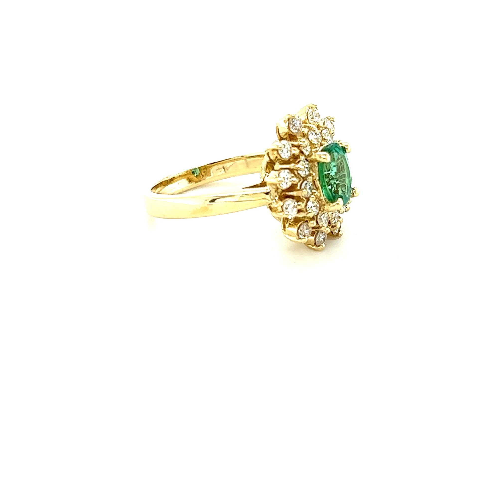 1.40 Carat Emerald Diamond Yellow Gold Engagement Ring