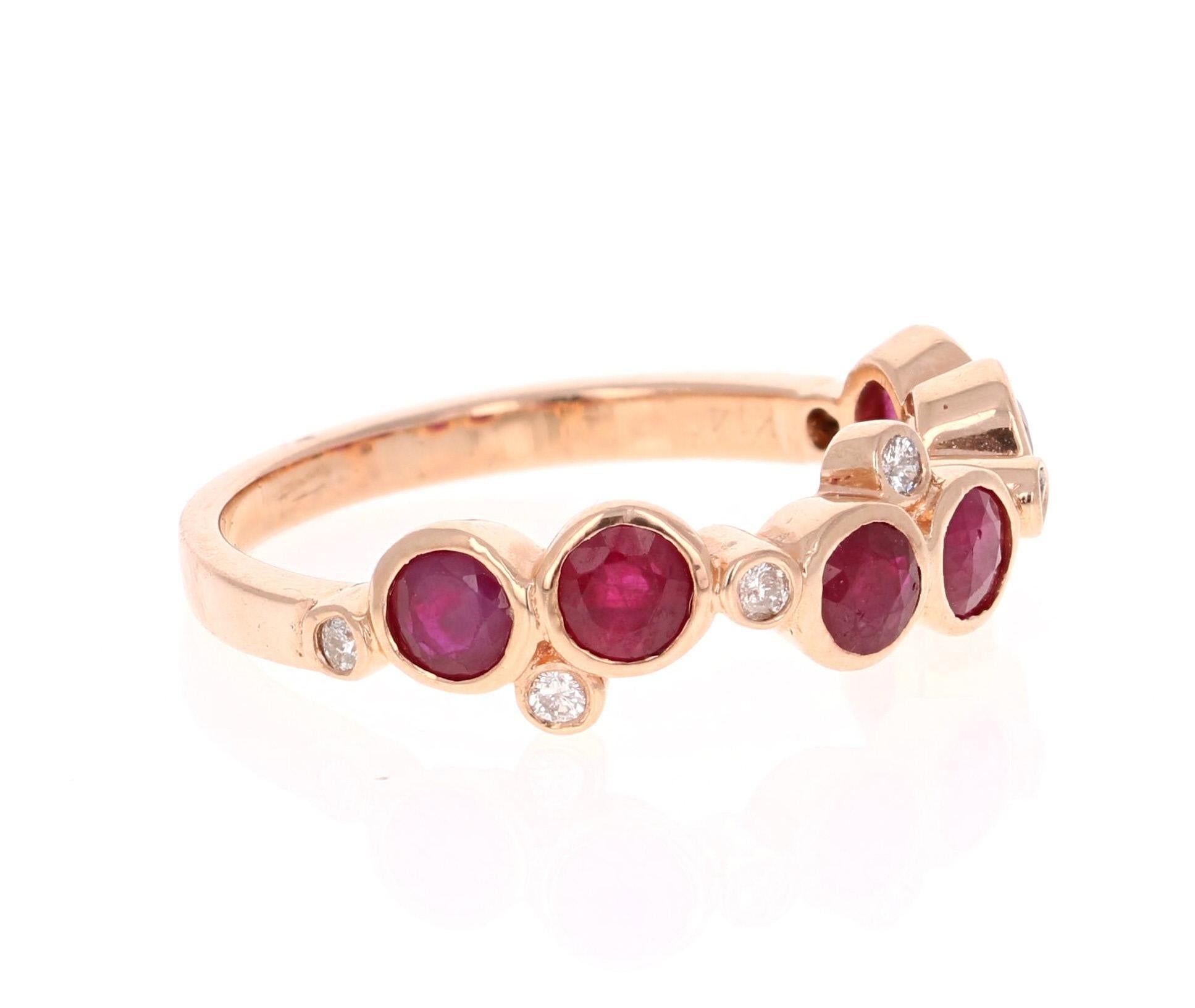 1.40 Carat Ruby Diamond 14 Karat Rose Gold Band