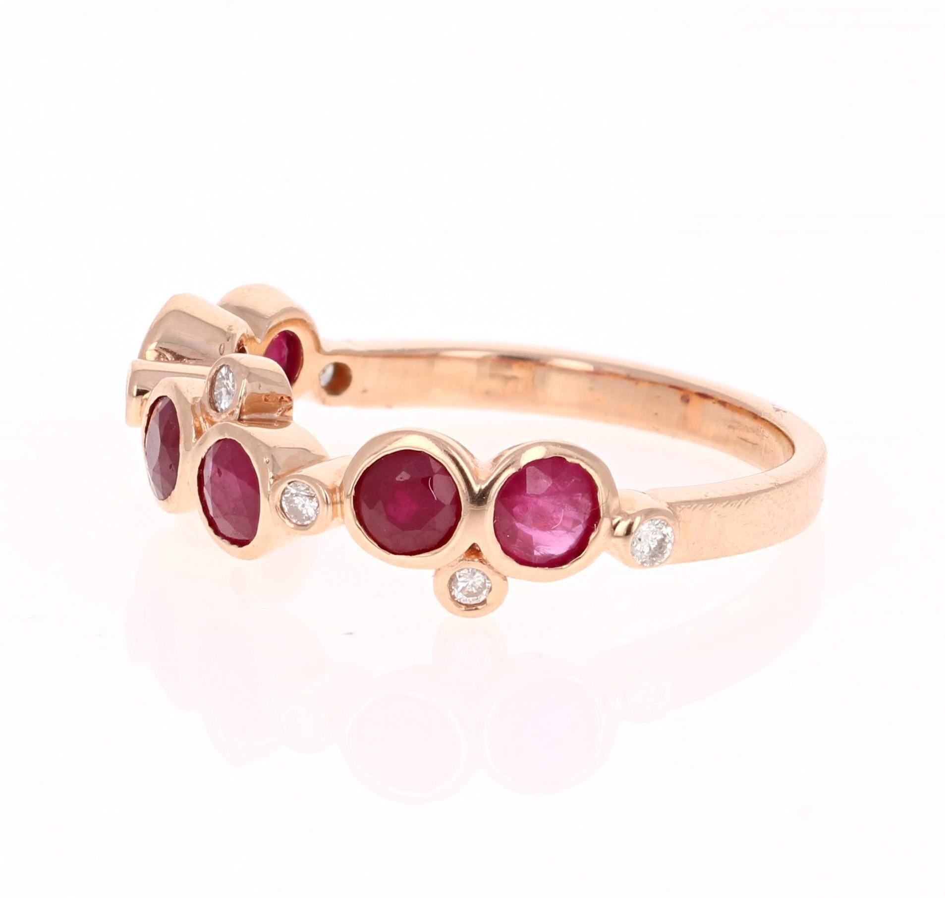 1.40 Carat Ruby Diamond 14 Karat Rose Gold Band