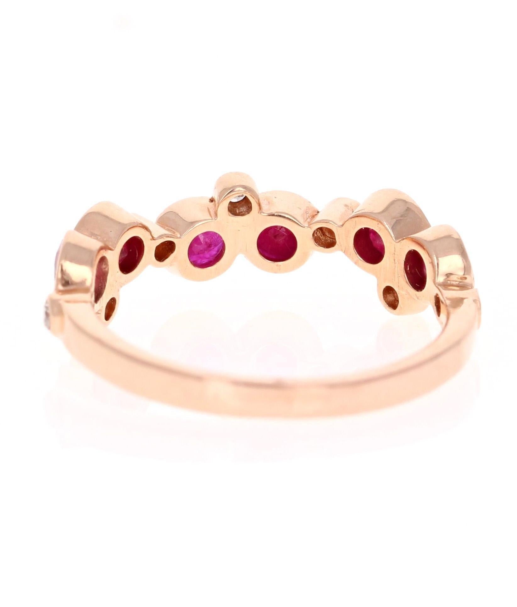 1.40 Carat Ruby Diamond 14 Karat Rose Gold Band