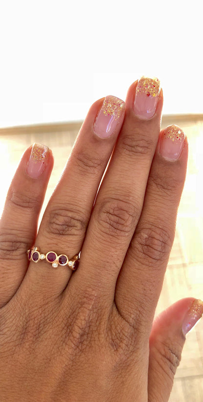 1.40 Carat Ruby Diamond 14 Karat Rose Gold Band