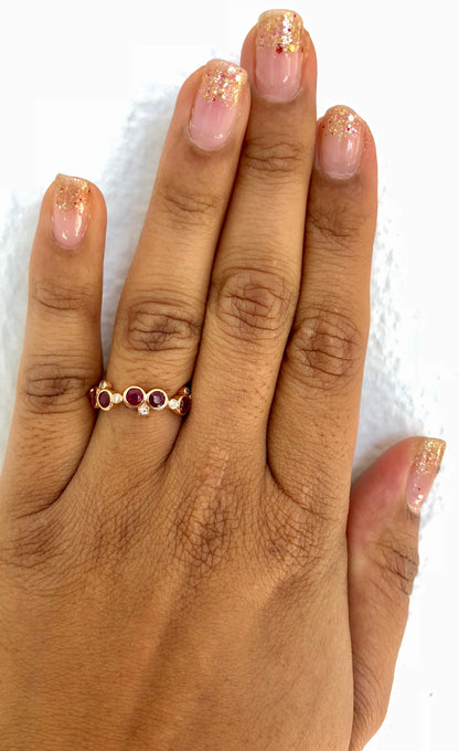 1.40 Carat Ruby Diamond 14 Karat Rose Gold Band