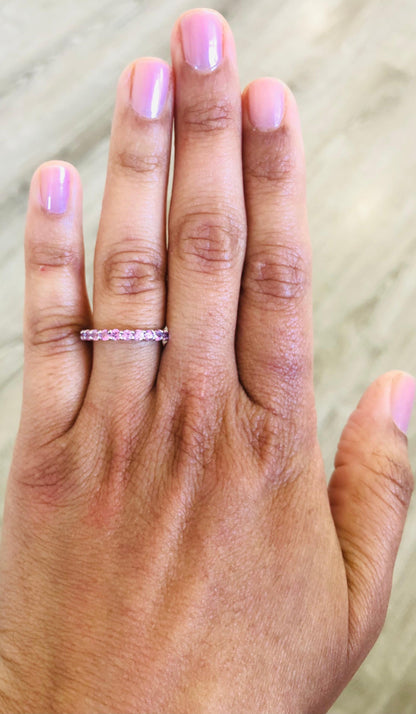 1.41 Carat Pink Sapphire White Gold Band