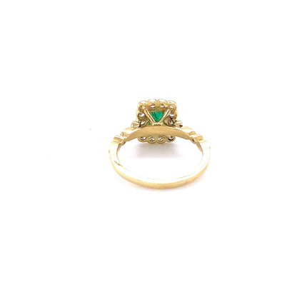 1.42 Carat Emerald Diamond Yellow Gold Engagement Ring