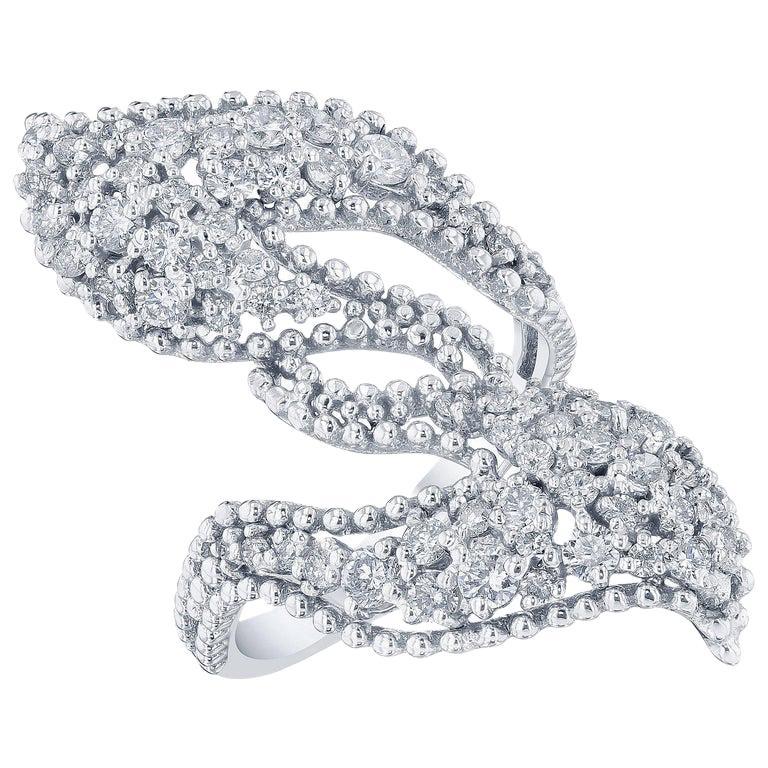 1.43 Carat Diamond Cocktail 14 Karat White Gold Ring