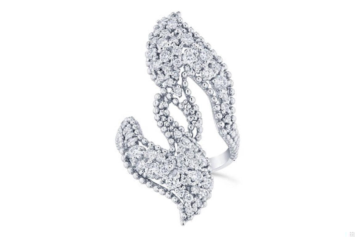 1.43 Carat Diamond Cocktail 14 Karat White Gold Ring