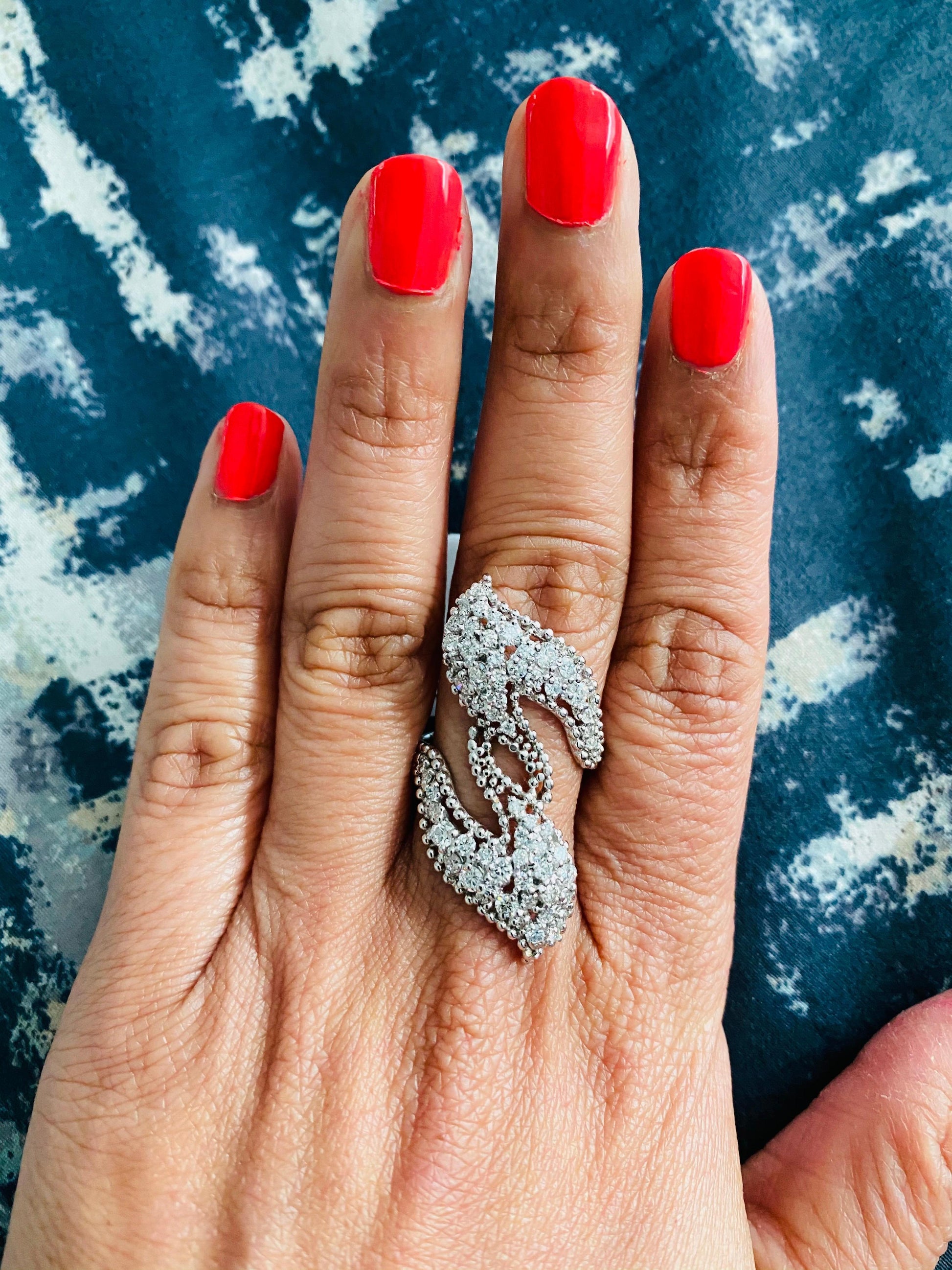 1.43 Carat Diamond Cocktail 14 Karat White Gold Ring