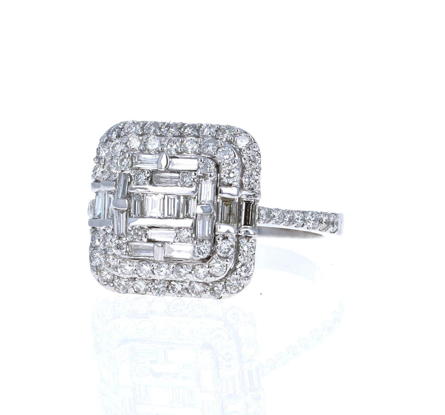 1.44 Carat Diamond 14 Karat White Gold Cocktail Cluster Ring
