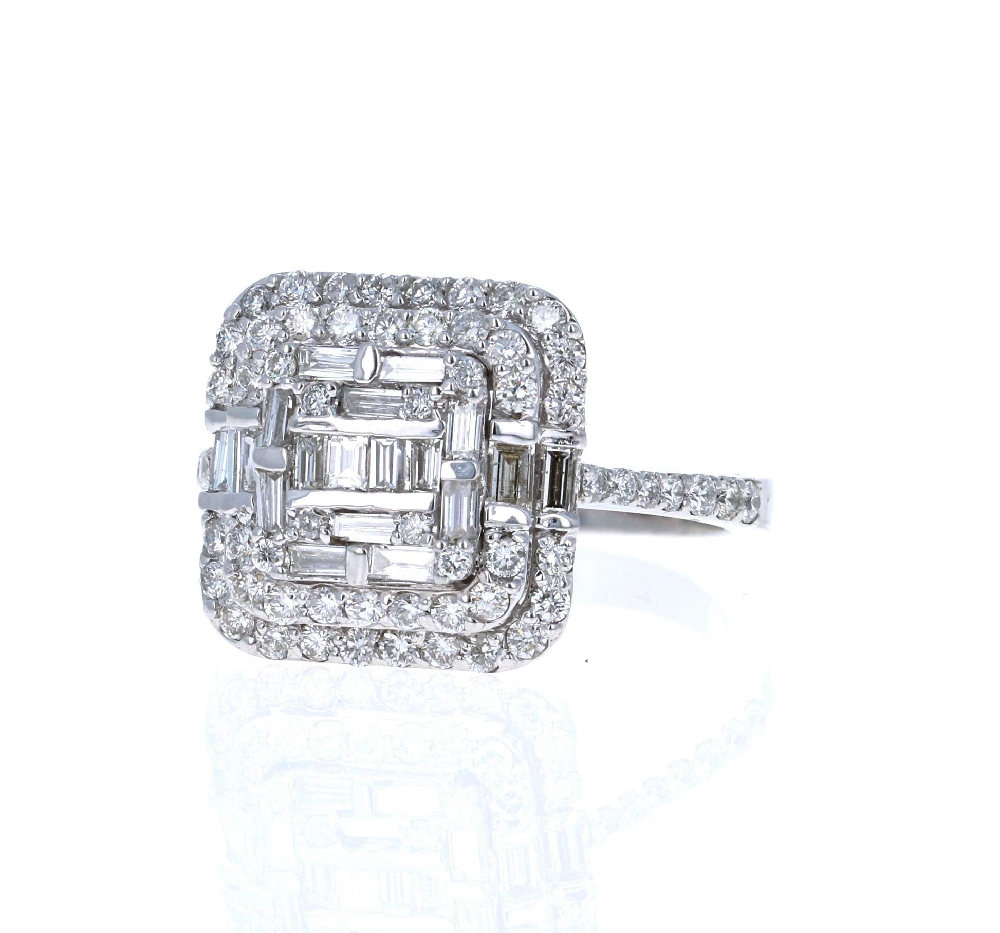 1.44 Carat Diamond 14 Karat White Gold Cocktail Cluster Ring