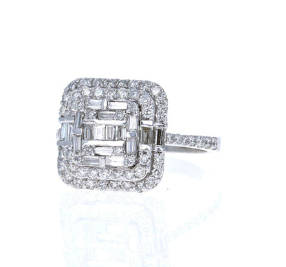 1.44 Carat Diamond 14 Karat White Gold Cocktail Cluster Ring