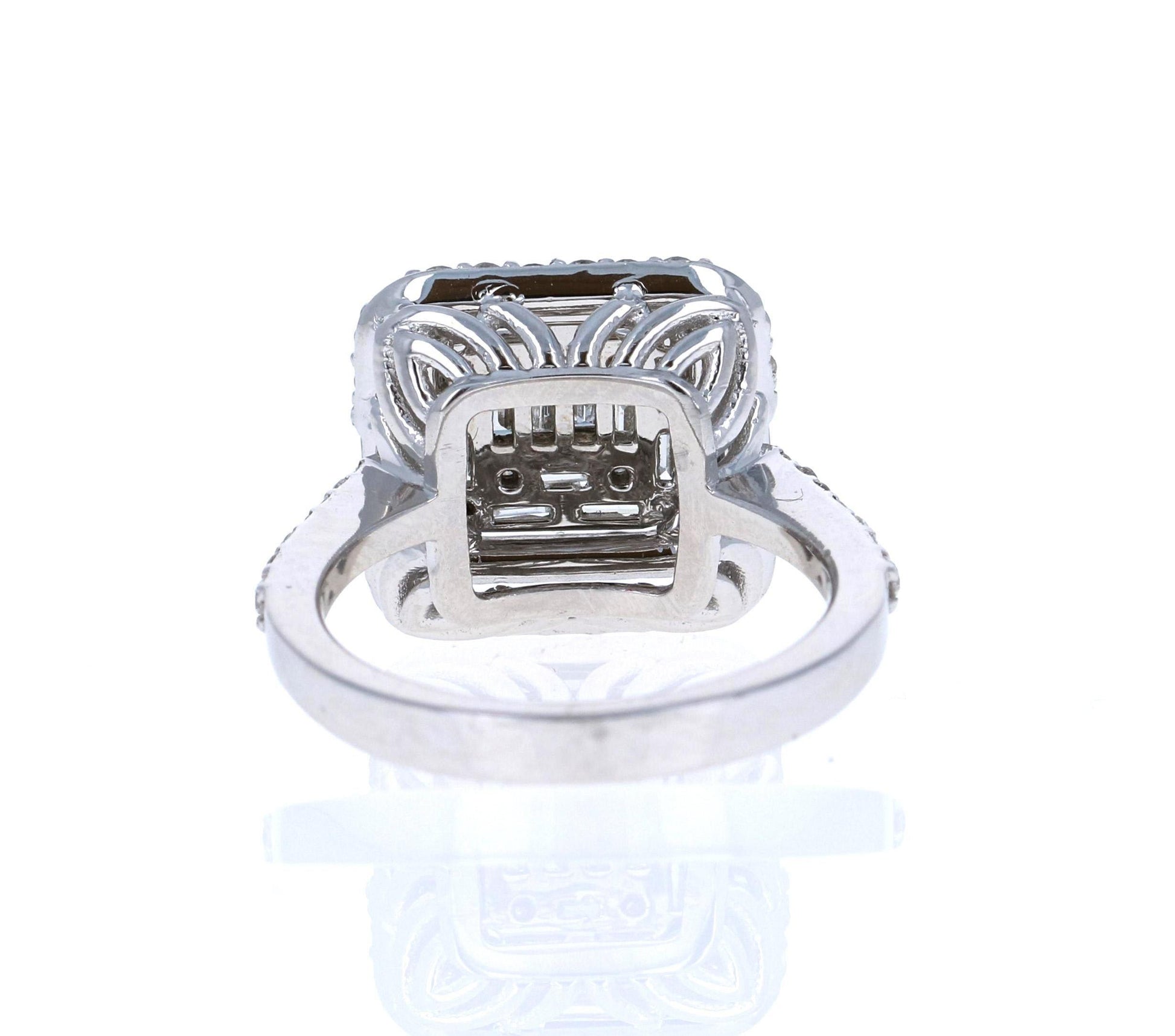 1.44 Carat Diamond 14 Karat White Gold Cocktail Cluster Ring