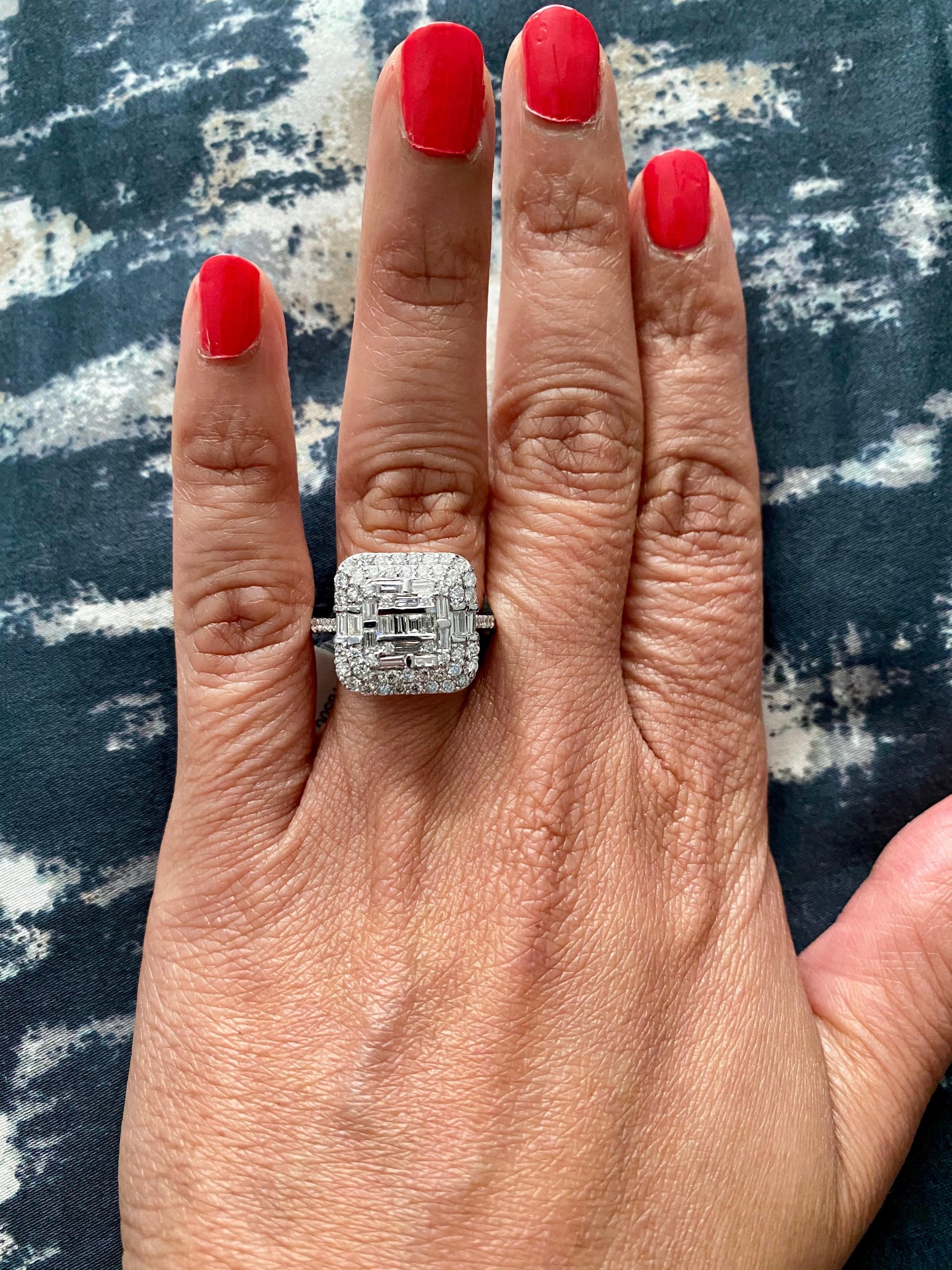 1.44 Carat Diamond 14 Karat White Gold Cocktail Cluster Ring