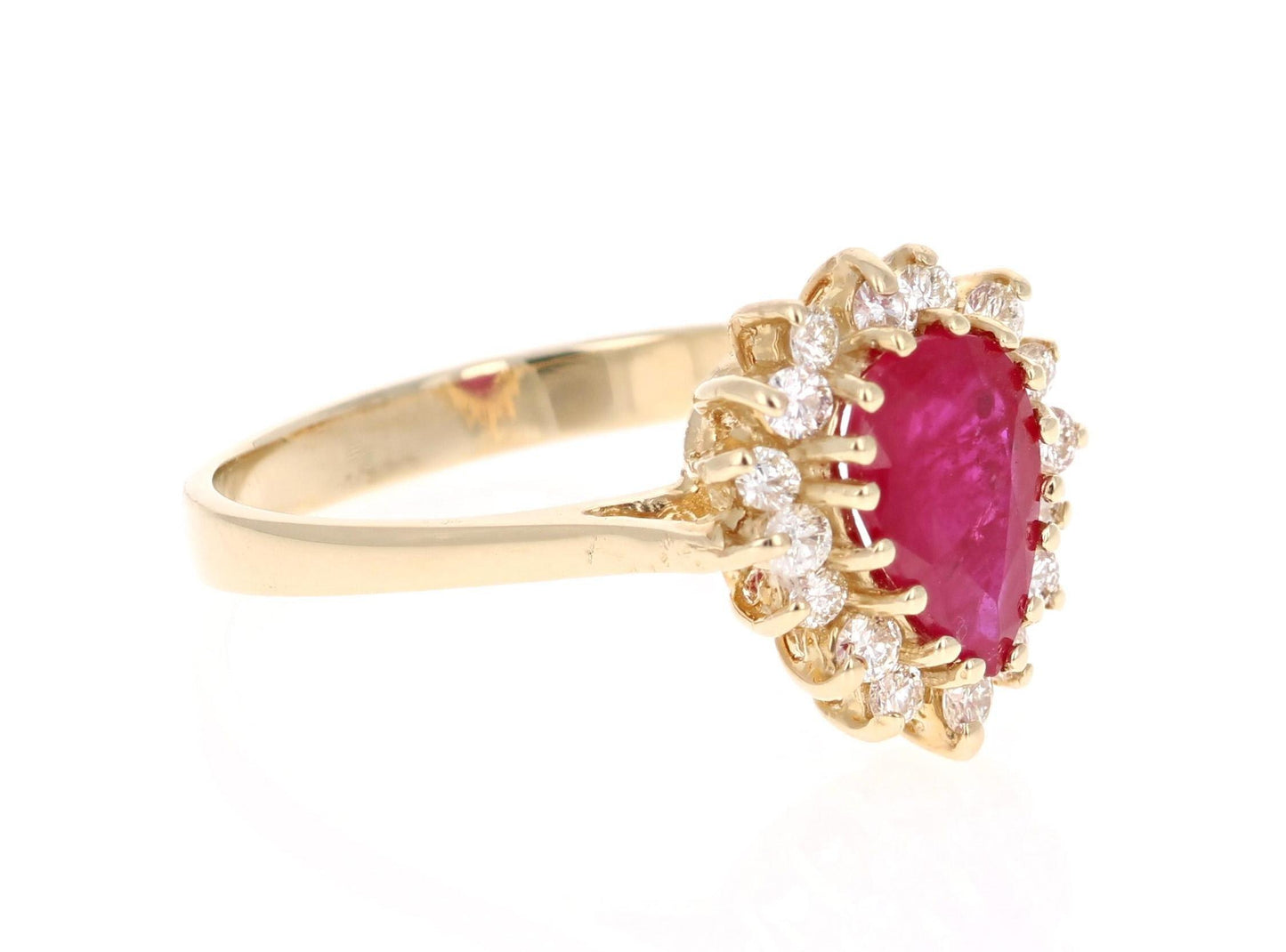 1.45 Carat Ruby Diamond 14 Karat Yellow Gold Ring