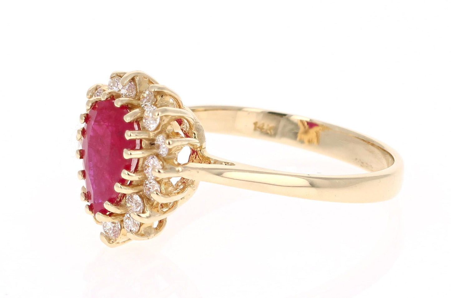 1.45 Carat Ruby Diamond 14 Karat Yellow Gold Ring