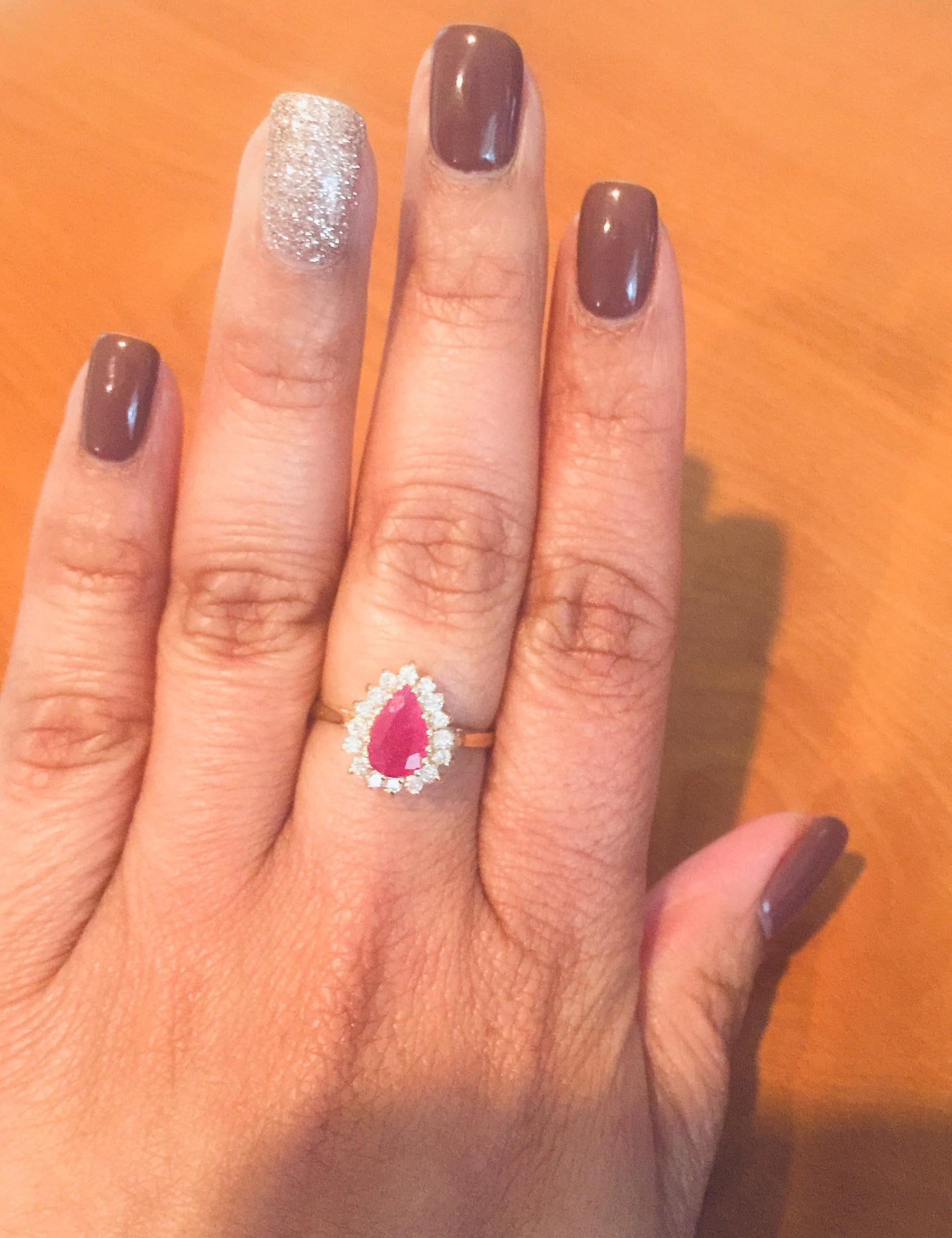 1.45 Carat Ruby Diamond 14 Karat Yellow Gold Ring