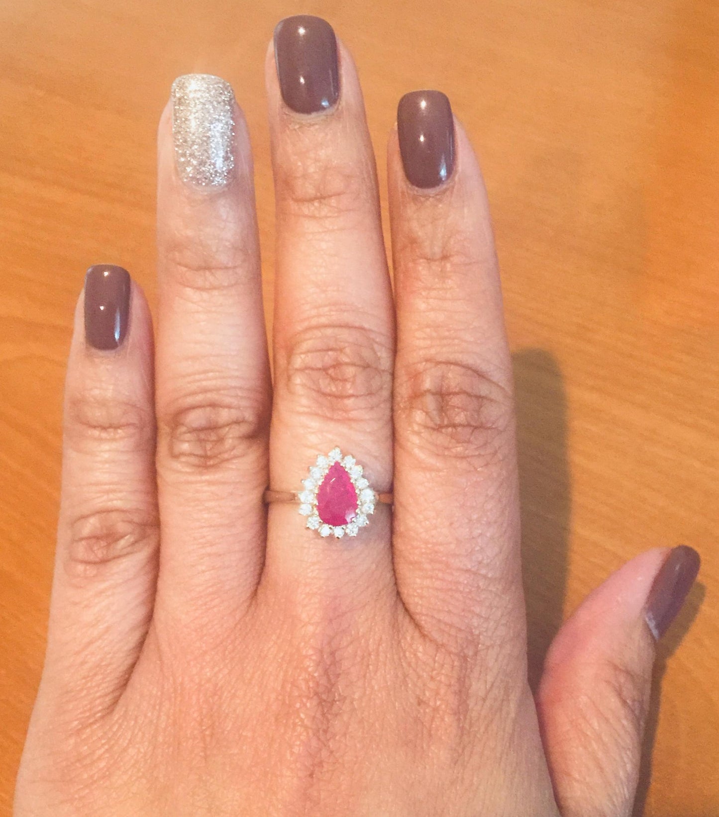 1.45 Carat Ruby Diamond 14 Karat Yellow Gold Ring