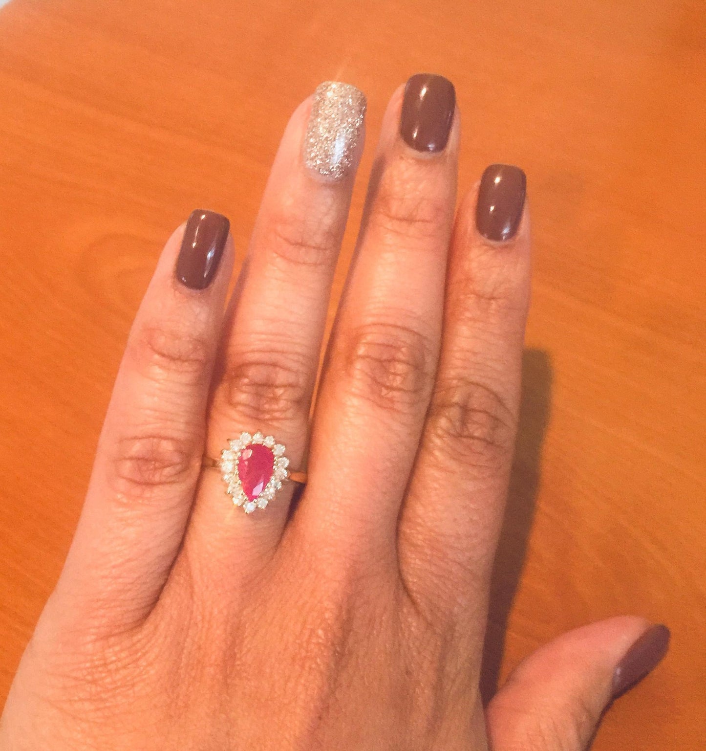1.45 Carat Ruby Diamond 14 Karat Yellow Gold Ring