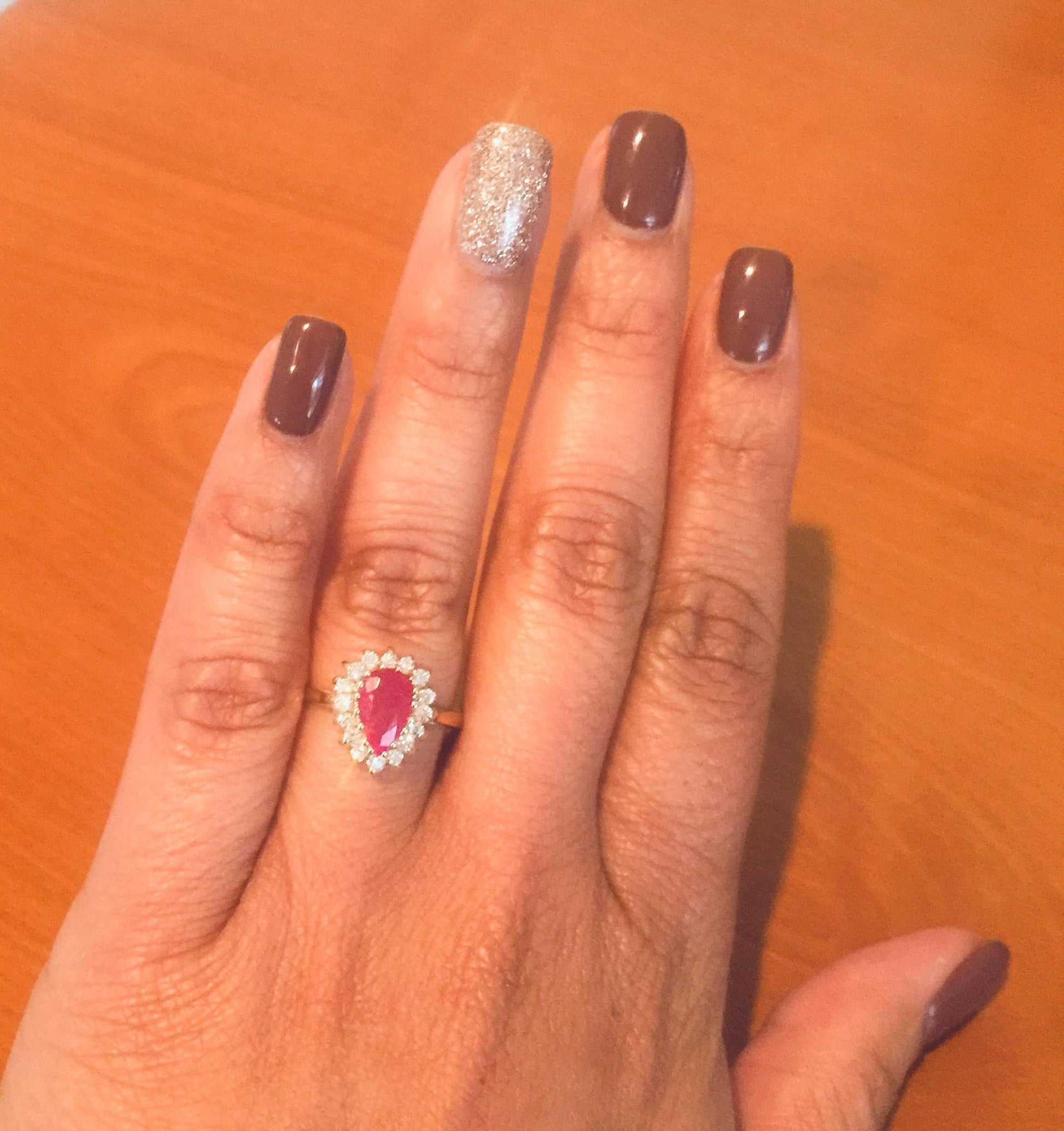 1.45 Carat Ruby Diamond 14 Karat Yellow Gold Ring
