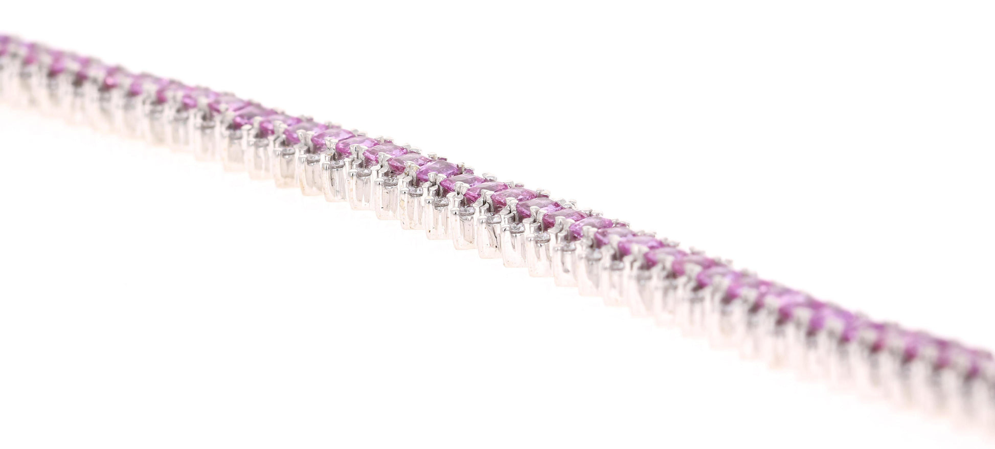 14.60 Carat Natural Pink Sapphire Diamond White Gold Bracelet